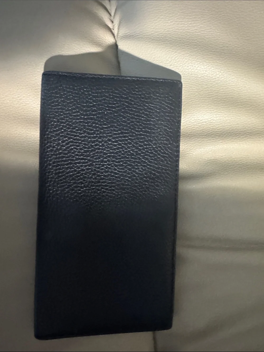 Tory Burch Navy Pebbled Leather Continental Wallet with Gold Logo